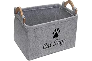 ＡＷＨＡＯ AWHAO Pet Toy Organiser Box, Puppy Things Basket, Rectangular, Versatile, Collapsible, Cat Toy Boxes, Dog Supplies, Lagerpl, Grey