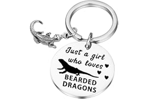 PLITI Lizard Gifts Eidechsen-Liebhaber-Schmuck, Bartagamen-Charm, Aufschrift Just a Girl Who Loves Bearded Dragon, Mädchen liebt Bartagamen, Medium