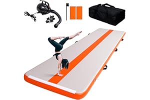 Tuxedo Sailor Tapis de Gymnastique Gonflabile Air Matte Track 10 cm, 3M/4M Tapis de Tumbling con Pompa ad Aria Elettrica, per Casa, Palestra, Spiaggia, Yoga, Verde