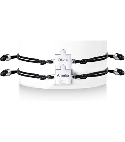 Bracelet Amitié Puzzle Cœur 2/3/4 Amies - Bracelet Acier Inoxydable Gravé Personnalisable BFF