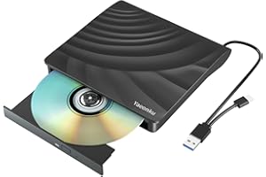 Yaeonku Externes CD DVD Laufwerk, USB 3.0 Typ-C Tragbares CD-DVD +/-RW-Laufwerk, DVD/CD ROM Rewriter Brenner, Schlankes Optisches DVD-Laufwerk für Laptop, Desktop, PC, Mac, Windows/Linux/OS
