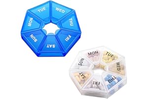 Tadipri 2 Pezzi mini scatola portaoggetti Settimanale a 7 Scomparti 7 Giorni Giornaliero Organizer Cosa, Trasparente Satinato，blu