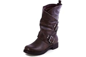 Toocool - Stivali Donna Bassi Biker Boots Motociclista Stivaletti Fibbie Anfibi SA9907