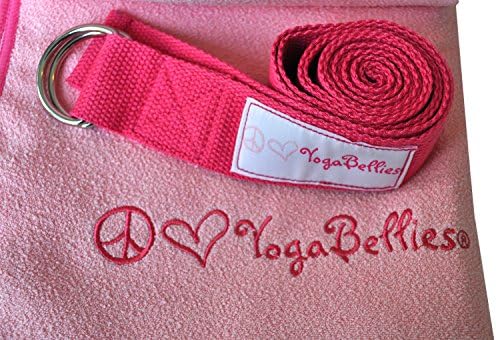 YogaBellies Yoga Towel AND Strap | Soaks Up Sweat with no Bunching | Hot Yoga Mat Towel - Grips Better as it Gets Wetter! The Ultimate Non-Slip Quick-Dry Lightweight Sports Travel Mat