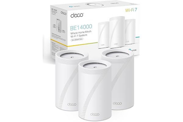 TP-Link Deco BE68 (3-Pack), WiFi 7 Mesh BE14000 tri-Bande, 14 Gbit/s, Port Ethernet jusqu'à 10 Gbit/s, Bande 6 GHz, Couverture jusqu'à 700 m², Compatible avec Toutes Les Box Internet Fibre
