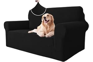 Ystyle Elasticas Funda Sofa 2 Plazas, Fundas de Sofa Ajustables con Reposabrazos, Gruesa Funda Sofá Anti Gatos Perros y Mascotas, Moderna Cubre Sofa Antimanchas Lavable, Negro