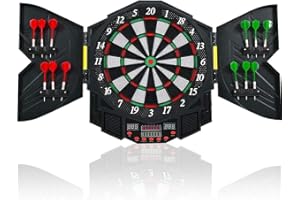 RELOVE Jeu de fléchettes électronique Soft Classic Cabinet Comprenant Un Cabinet et 12 fléchettes à Pointe Souple, Comprenant 27 Jeux, 216 Variantes de Jeux et des Accessoires Pratiques