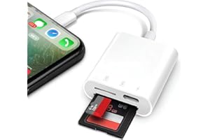 Oblinple Lector de Tarjetas SD para iPhone iPad, Lightning Adaptador de Tarjetas Micro SD, Mini Memoria TF Card Reader Estación de Carga para Grabadora de Cámara Audio Dron Grabadora de Conducción