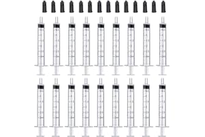 Gufastoe 40pcs 3ml Asettico Siringa(Senza Ago) con Tappi,Siringa di Plastica,Siringhe Monouso per l'alimentazione di Piccoli Animali Domestici e Laboratorio di Scienze ECC
