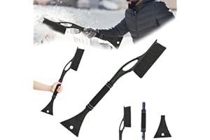 YongSral 2 in 1Snow Brush Scraper di Ghiaccio, 60CM Raschietto Ghiaccio Auto, Gratta Ghiaccio Auto Rimovibile Impugnatura in Schiuma, Raschiaghiaccio Auto per Auto, Camion, SUV (Nero)