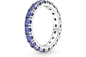 Pandora Timeless Pierścionek ze srebra próby 925 z niebieskim kryształem