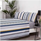 COTTON ARTean ORISOL Bed Sheet Set 150 Cotton Polyester Grey | Includes 4 pieces: flat sheet, fitted sheet, 2 pillowcases. OE