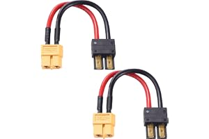 Lyeteung 2 ST Kompatibel med Traxxas till XT60 Adapter, XT60 Hona till Kompatibel med TRX Hane Kontakt, med 10cm 14AWG Siliko