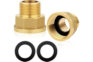 Flintronic 2 Pezzi Riduttore in Ottone Adattatore, Prolunga di Riduzione AG x IG (3/4" x 1"), Filettatura In Ottone Boccola Esagonale, Con 2 Anelli di Tenuta per Carburante Gas Acqua