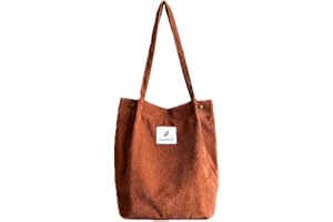 WantGor Corduroy Totes Bag Women's Shoulder Handbags Big Capacity Shopping Bag (Brown)