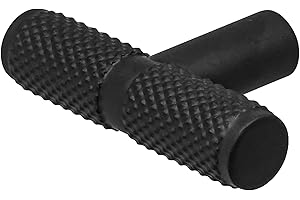 Decoranddecor Aurelia - Round Knurled Cupboard Handles | T-Bar Cabinet Handles | Kitchen Cupboard Pulls | Furniture Knobs - Matt Black - 50mm Single Hole Knob