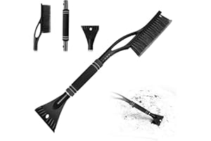 YKHSUAOU 2in1 Auto Reinigungsbürste Eiskratzer,Abnehmbarer Eisschaber,Abnehmbarer Schneebesen Auto,Effektiver Auto Eiskratzer Schneebürste für LKW SUV Windschutzscheibe (Schwarz)