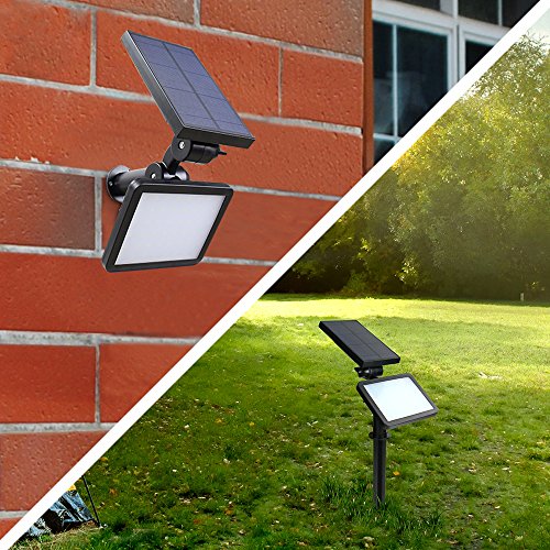 VastSean 48 Spotlight solare, Solar Powered Super Bright luce esterna della parete, 2 LED in 1 Wireless Weatherproof Lampada con Auto On / Off, 180 gradi regolabile