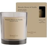 Jean & Len Scented Candle Manuka Honey & Vanilla, prodotta con burro di karité, durata di combustione circa 40 ore, design mi