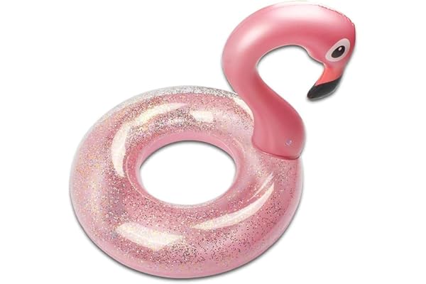 Flamant Rose Gonflable, Flotteur Gonflable pour Piscine, Bouée Flamant Gonflable, Bouée Flamant Rose Glitter, pour Les Adolescents Adultes Plage et Piscine