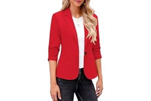Générique Blazer Femme Chic et Elegant Veste Blazer Couleur Unie Bouton Grandes Tailles Manches Longues Classique Bureau Travail Soirées Décontractées Tailleur Femme Slim Fit Revers Veste Manteau