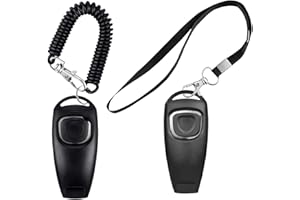 MITMALRBN 2 PCS Dog Clickers For Training,Puppy Training Clicker 2-In-1 Dog Whistles For Recall,，Professional Dog Training Clickers With Lanyard， Applicable To Dogs Cat Bird (Black)