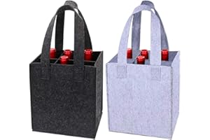 VINFUTUR 2pcs Bolsa Botellas Bolsa Fieltro para 6 Botellas Vino Funda para Regalo Compra Fiesta Picnic Bolsa Botellas Vino Regalo Gris Claro y Oscuro 24 * 18 * 28cm(Kit 6 Botellas)
