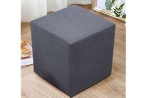 uyeoco Copri Pouf Tondo Elasticizzato 40 x 40 Copertura Dell'Ottomano Spandex Quadrato Copri Poggiapiedi Moderna Fodera per Pouf Lavabile Morbido Copertura per Soggiorno Coprisgabello