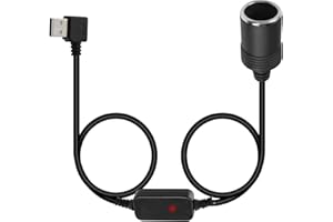 GELRHONR Right Angle USB to Cigarette Lighter Adapter, 5V USB A Plug to 12V Car Cigarette Lighter Socket Female Converter Adapter Cord for GPS, Dash cam, Electronic Dog (120cm/4Ft)