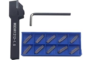 Hunricho Portautensili per tornio, 13 pezzi, MGEHR1212-1.5, con 11 pezzi MGMN150-G, piastre di taglio reversibili in metallo duro per foratura (MGEHR1212-1,5+MGMN150)