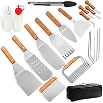 Set Di 12 Accessori Per Piastre E Griglie - Spatole, Raschietti In Acciaio - Per Barbecue E Cucina - Foto 8