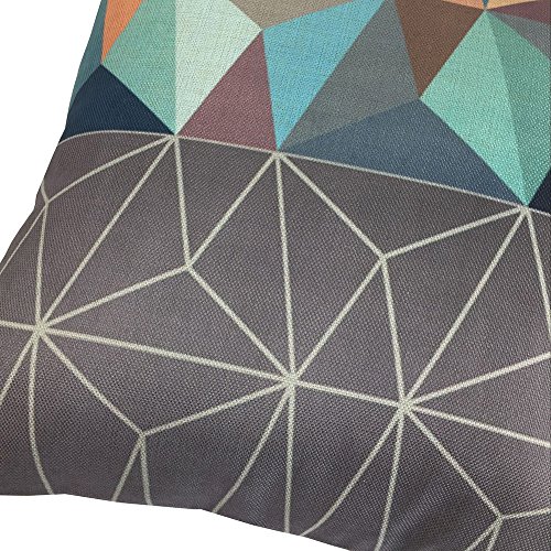 Coolsummer Kissenhülle aus Baumwolle / Leinen, quadratisch, dekorativ, abstraktes geometrisches Muster, mit verstecktem Reißverschluss, für Sofa, Bett, Stuhl, Autositz, 45,7 x 45,7 cm, mehrfarbig, UKS036A1, 18×18 - 3