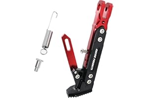 GWH Motorcycle Universal Kickstand Adjustable Modified CNC Aluminum Alloy Adjustable Tripod Holder Kickstand Foot Side Support Stand Motor Scooter Motorbike Motocross Electric Dit Pit Bike （Red) (Red)