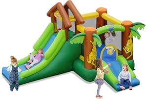 DREAMADE Château Gonflable pour Enfants 3-10 Ans, 388 x 343 x 228,5 CM, Aire de Jeux Gonflable avec Toboggan, Piscine, Trampoline, Accessoires Riches & Motif de Kangourou (sans Gonfleur)