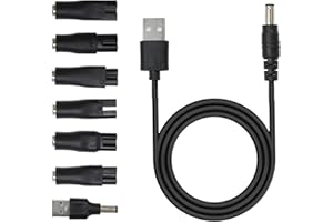 RENKE 7-Piece Universal Electric Shaver Charger Kit, Black Razor Charger Cord Compatible with Philips, Wahl, Braun & More, USB Shaver Charger Cable for Men's Razors & Trimmers, Bathroom & Travel Essential.