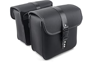 APEBAZY Borse laterali per moto, in pelle PU, impermeabili, confezione da 2 borse laterali per Sportster Softail Dyna Road King sintetico ADV, nero