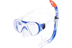KUYOU Schnorchelset Kinder Schnorcheln Taucherbrille mit 180° Panorama Sichtfeld Tauchmaske Schnorchelmaske Tauchen Set wasserdichte Schnorchelbrillen für Junge Mädchen