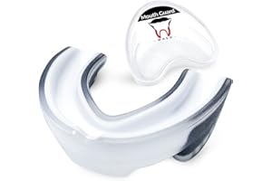 WOSO Adults and Junior Mouth Guard, Gum Shield with Case, Slim Fit Professional Mouthguards for Football, Hockey, Wrestling Rugby, Martial Arts, Boxing, MMA, Judo, Karate (White + Black)