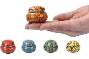 YOUDEAR MEMORIALS Piccola urna per ceneri umane, 4,1 cm, realizzata a mano, bella piccola urna ricordo, mini urna in ceramica, contiene 3 cm cubi di ceneri (arancione)