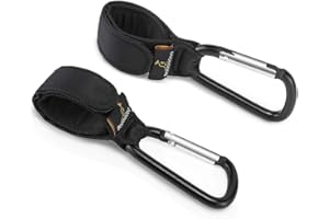 Crochets Poussettes par BabbleRoo - Universel, Noir, Pack de 2