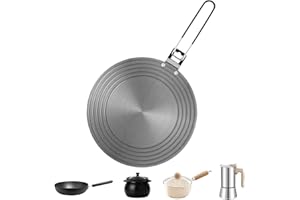 BOUFEIDA Induktion Adapterplatte, 23.6cm Induktion Adapter mit Faltbarem Griff, Adapter Induktionskochfeld, Edelstahl Moka Induktionskochtelleradapter für Kaffeemaschinen und Kochutensilien