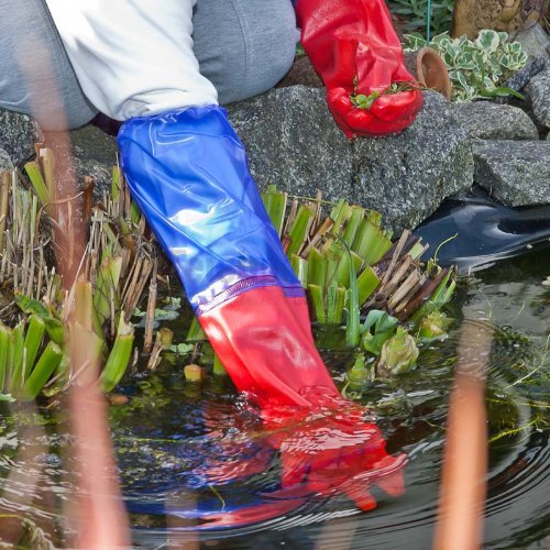 Teichpoint Teichhandschuhe 65 cm, wasserdicht, rot / blau für die Teichpflege - 2