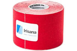 Irisana - Esparadrapo Deportivo - Rojo - 6,5 x 5 x 6,5 cm - Kinesiology Tape - Vendaje Elástico Neuromuscular - Turmalina - Elástico y Resistente al Agua