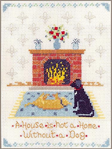 Dog's Home Sampler' - complete cross stitch kit on 14 aida with clear COLOUR chart
