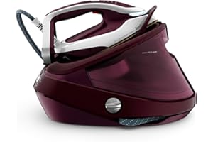 ‎TEFAL Tefal Pro Express Vision Dampfbügelstation, Smart LED-Leuchte am Bügeleisen, leistungsstarker 8,3-Bar-Druck, 180 g/Min. Dampf, 680 g/Min. extra Dampfstoß, Anti-Kalk System, dunkelrot/weiß, GV9810