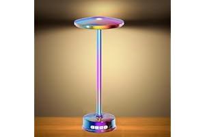 LOTTBUTY LED Tischlampe Kabellos Dimmbar,Akku Tischleuchte Aufladbar,Nachttischlampe mit 3 Farbtemperatur,3 Helligkeit, Kerzenlicht+RGB,für Outdoor,Esstisch Schreibtisch,Nachttisch,Bar(Mehrfarbig)