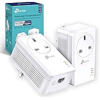 TP-Link TL-PA7017P KIT Gigabit Passthrough Powerline Starter Kit, Data transfer speed Up To 1000 Mbps, Ideal for HD/3D/4K vid