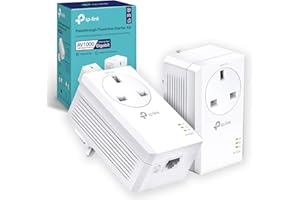 TP-Link TL-PA7017PKIT Gigabit Passthrough Powerline Adapter Starter Kit, Powerline Network Adapters Speed up to 1000 Mbps, 4K Video Streaming & Online Gaming, No Configuration Required, Plug and Play