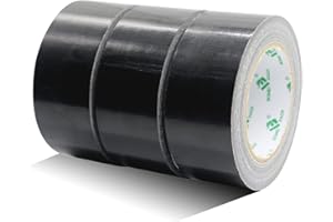 BOMEI PACK 3 Rolls Reinforced Duct Tape Black 48mm x 32m Waterproofs Sticky Binding Gaffer Tape for Ducts Fixing Repairing,Heavy Duty Moving Boxes Sealing Bundling Strapping for Home Jobs