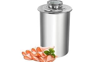 Joyeee Cuiseur à Jambon en Acier Inoxydable, Presse à Viande Sandwich au Jambon avec thermomètre pour Fabrication de charcuterie Maison Saine Saucisse Hamburgers Fruits de mer, Ronde Jambon Marmite#3